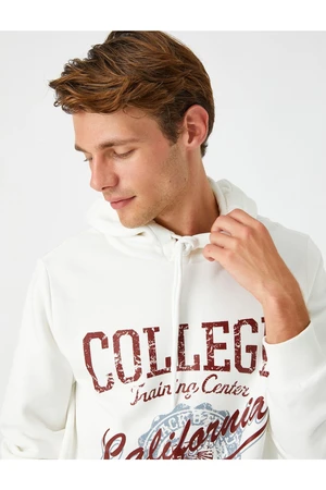 Koton College Printed Hooded Sweatshirt