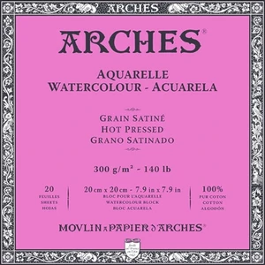 Arches Watercolour Hot Pressed Block Natural White Album per schizzi 20 x 20 cm 300 g