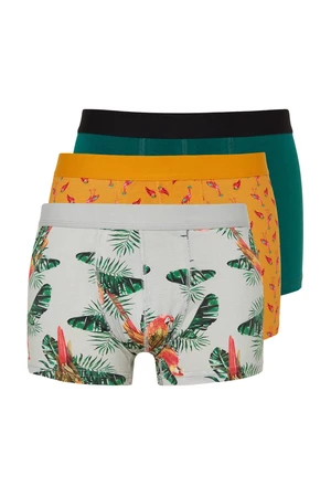 Trendyol 3-Pack Multi Color Tropical Pattern-Flat Pack Cotton Boxer