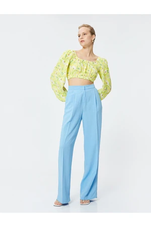 Koton Linen Blended Wide Leg Trousers