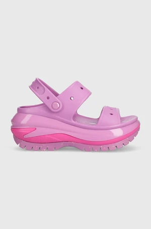 Pantofle Crocs Classic Mega Crush Sandal dámské, fialová barva, na platformě, 207989