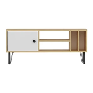 Biała szafka pod TV w dekorze dębu 120x52 cm Arven – Kalune Design