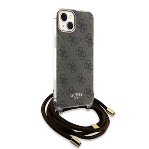 Zadní kryt Guess IML 4G Printed Crossbody popruh pro Apple iPhone 15, hnědá