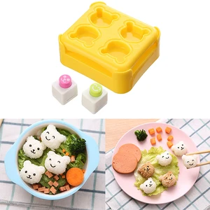 1Set Cute Bear Rice Ball Mold Bento Maker DIY Sushi Press Mould Form Set Kit Stamp Kitchen Accessories For Kids Bento