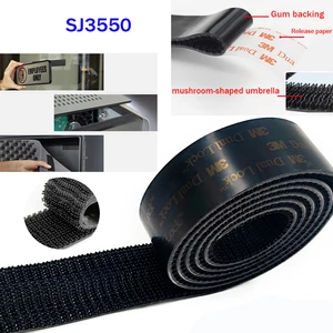 1 Inch Wide 3M Double Lock Lockable Fastener SJ3550 Black Mushroom Fastener Tape 250 Wavy 25.4mm X 1m