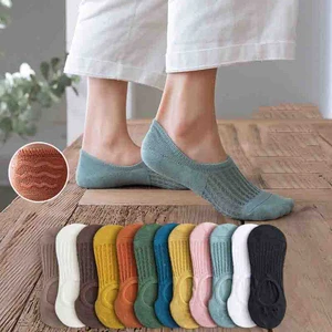 5pair Women Invisible Boat Socks Summer Mujer Silicone Non-slip Chaussette Ankle Low Female Cotton Show Breathable Calcetines