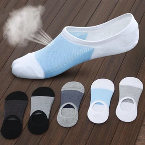 5 pairs / lot summer men no show socks slippers men breathable silicone non-slip high quality short socks mesh breathable socks