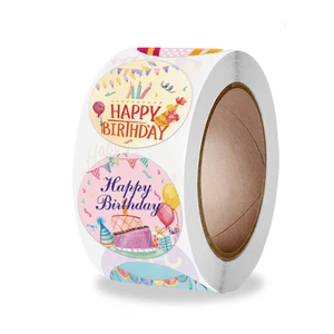 100-500pcs Happy Birthday stickers Gift packaging Sealing Label DIY Party decoration Self-adhestive Handmade Stationery Sticker