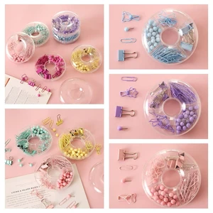 Multifunctional Push Pins Paper Clips Thumbtack Stationery Metal Clear Binder Clips set School Office Supply