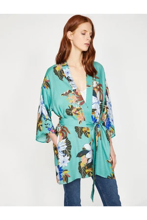 Koton Women's Green Patterned Kimono