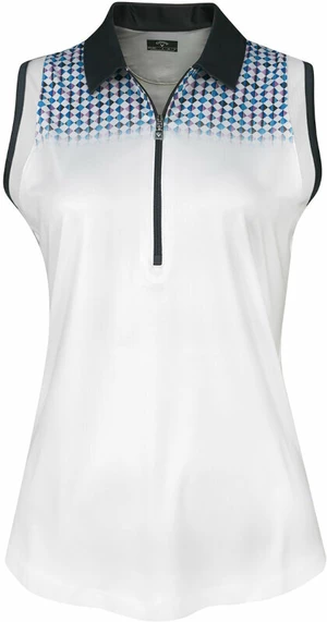 Callaway Womens Engineered Evanescent Geo Sleeveless Polo Brilliant White XS Polo-Shirt