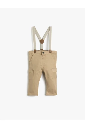 Koton Slim Fit Cargo Pants with Straps, Adjustable Elastic Waist.