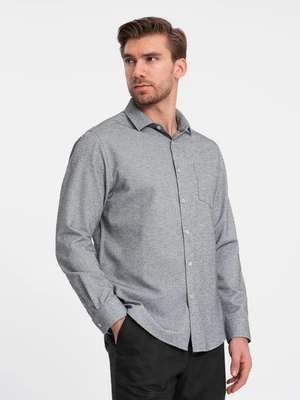 Ombre Men's shirt with pocket REGULAR FIT - grey melange