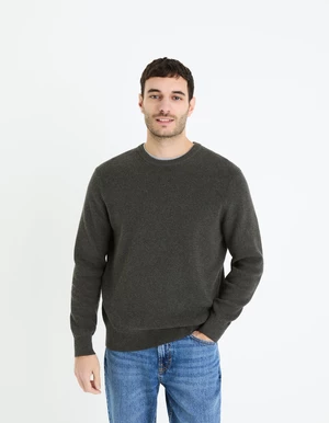 Dark grey men's basic sweater Celio Gexter