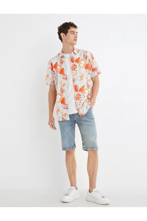 Koton Summer Shirt with Floral Print, Classic Collar Cotton