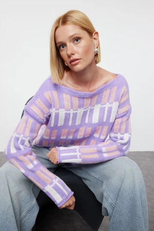 Trendyol Lilac Color Block Knitwear Sweater