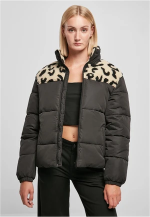 Women's AOP Sherpa Mixed Puffer Jacket Black/sandleo