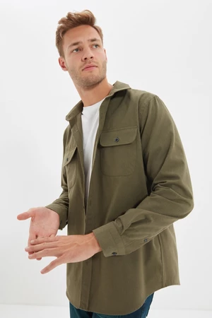 Trendyol Khaki Regular Fit Double Pocket Flap Winter Shirt