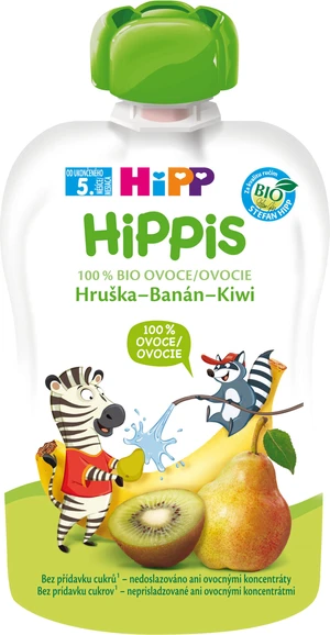 BIO Hippis 100% ovoce Hruška-Banán-Kiwi 100 g