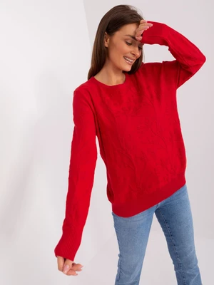 Classic red sweater with patterns