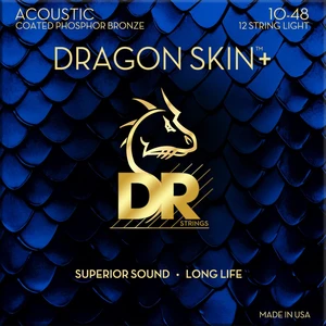 DR Strings Dragon Skin+ Coated Phosphor Bronze 12-String Light 10-48 Cuerdas de guitarra