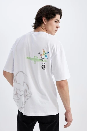 DEFACTO Oversize Fit Crew Neck Back Printed Short Sleeve T-Shirt