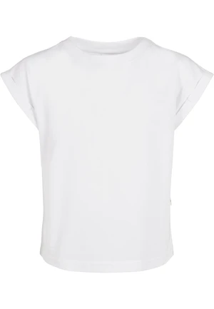 Girls' organic t-shirt with extended shoulder white