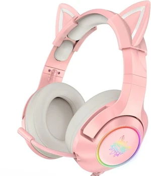 Onikuma K9 RGB Wired Gaming Headset With Cat Ears Růžová PC sluchátka