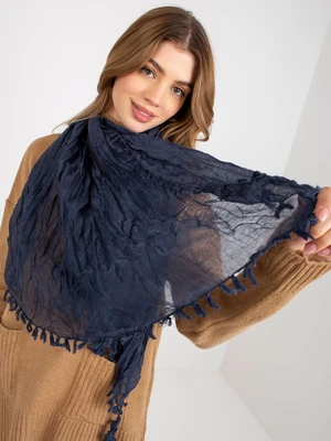 Dark blue women's scarf with ruching