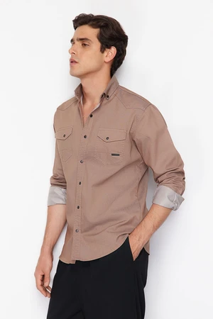 Trendyol Beige Regular Snap Fastener Shirt