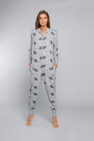 Women's Nala long-sleeved jumpsuit, long trousers - wild melange