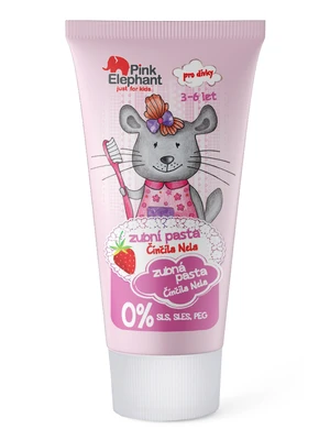 Detská zubná pasta s príchuťou jahôd Pink Elephant Činčila Nela - 50 ml