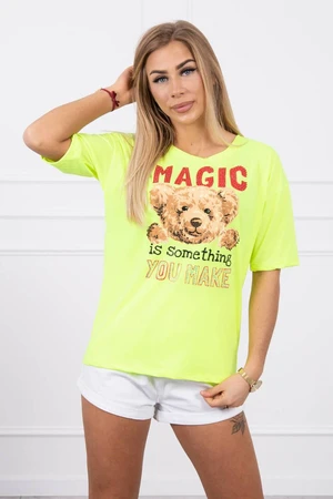 Blouse with print Magic yellow neon