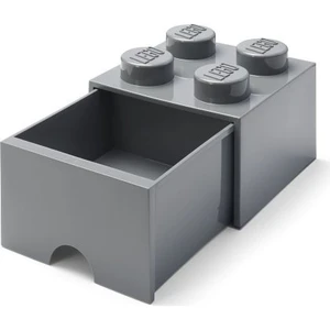 LEGO úložný box 4 s šuplíkem - Tmavě šedá