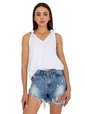 Plain white basic top with tie straps RUE PARIS