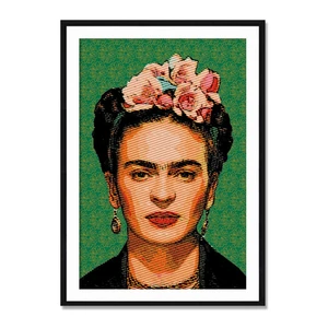 Nástenný obraz zo sambového dreva Madre Selva Frida Draw, 40 × 60 cm