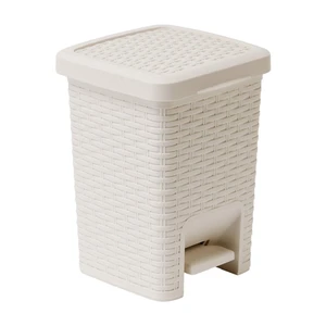 Krémovobiely kúpeľňový pedálový kôš Addis Rattan Pedal Bin Calico, 6 l