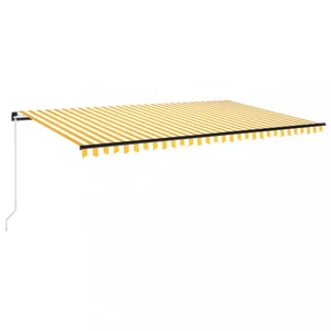 Ručně zatahovací markýza s LED světlem 450x300 cm Dekorhome Bílá / žlutá