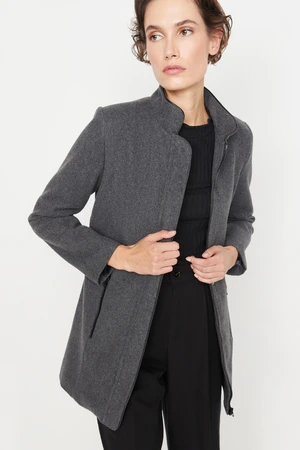 Trendyol Anthracite Belted Stamped Coat