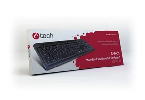 Klávesnice C-TECH KB-102M USB slim black multimediální, CZ/SK