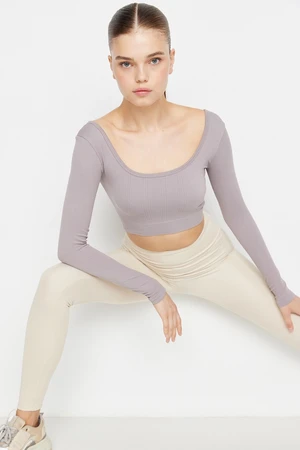 Trendyol Light Purple Seamless Crop Extra Stretch Knitted Sports Top/Blouse