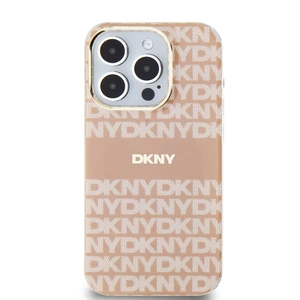 Zadní kryt DKNY PC/TPU Repeat Pattern Tonal Stripe Magsafe pro Apple iPhone 15 Pro, růžová