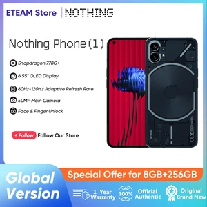 Nothing Phone (1) Global Version, Snapdragon 778G + 5G Smartphone, 6.55 ”, Flexible OLED, 50MP Dual Camera, 8GB RAM, 256GB ROM