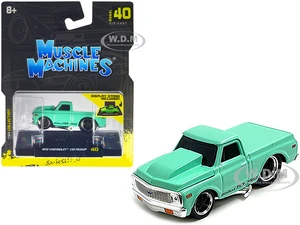 1972 Chevrolet C10 Pickup Truck Light Green 1/64 Diecast Model Car by Muscle Machines