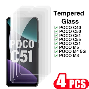 4PCS Glass smartphone For xiaomi Poco C51 C55 F5 Pro C40 C50 M4 M5 C31 M3 screen protector Tempered glass phone protective film