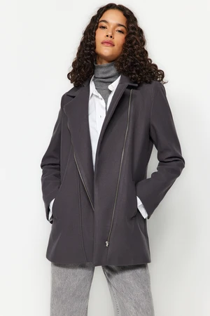 Trendyol Gray Zipper Closure Pocket Cachet Coat