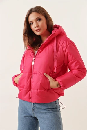 By Saygı Elastic Waist Inflatable Coat Fuchsia