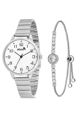 Polo Air Classic Numeral Women's Wristwatch Zircon Stone Bracelet Combination Silver Color