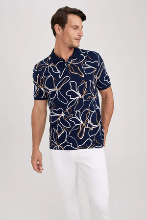 DEFACTO Slim Fit Polo Collar Printed Pique Polo T-Shirt