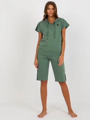 Khaki Short Sleeved Cotton Pajamas